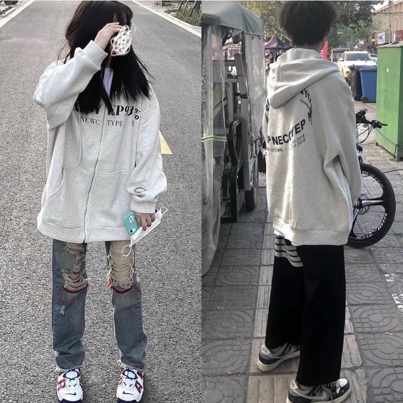 Áo Khoác Hoodie Trơn Nỉ Có Khóa , áo khoác nỉ in EP93% có mũ phong cách unisex, basic kiểu dáng Hàn Quốc