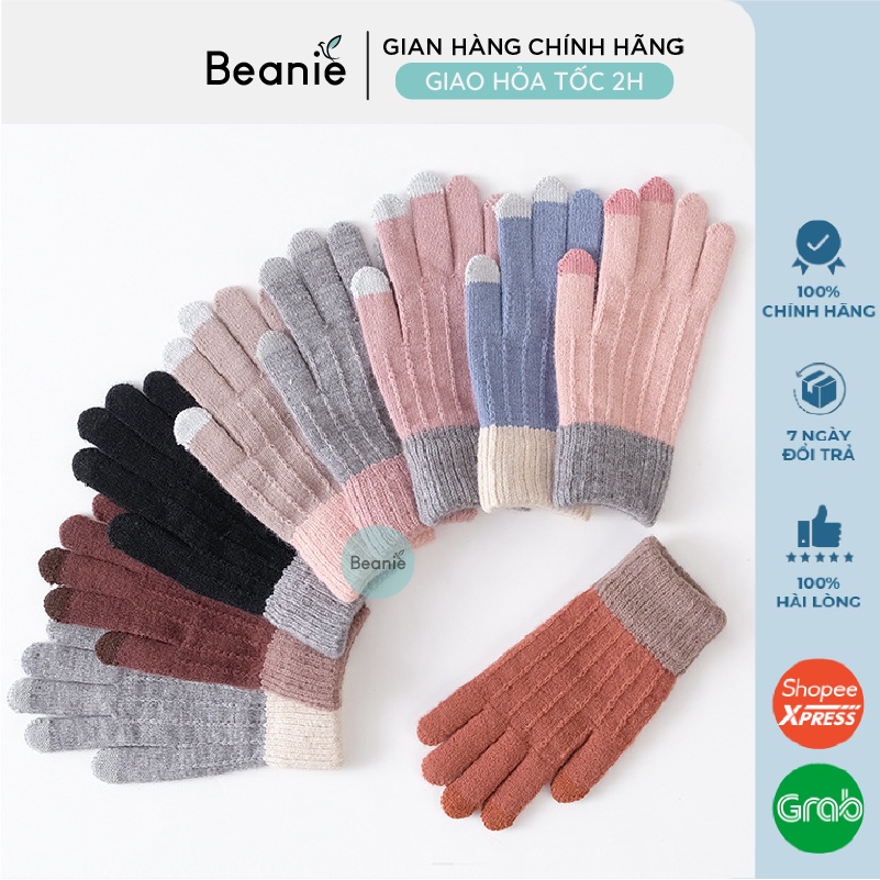 Găng Tay Len Trơn Dễ Thương BEANIE Phiên Bản Dày Dặn Mềm Nhẹ Cao Cấp Hỗ Trợ Màn Hình, Bao Tay Mùa Đông Nam Nữ GT04