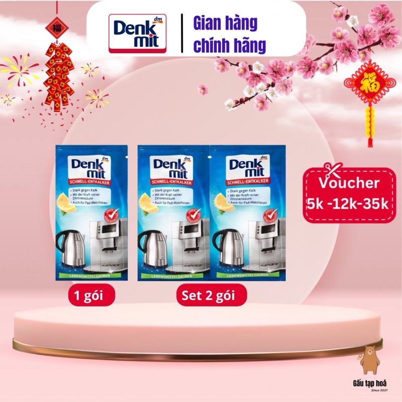 Bột tẩy cặn ấm siêu tốc, máy pha cà phê Denkmit Đức - tẩy cặn canxi bình thủy, bình đun