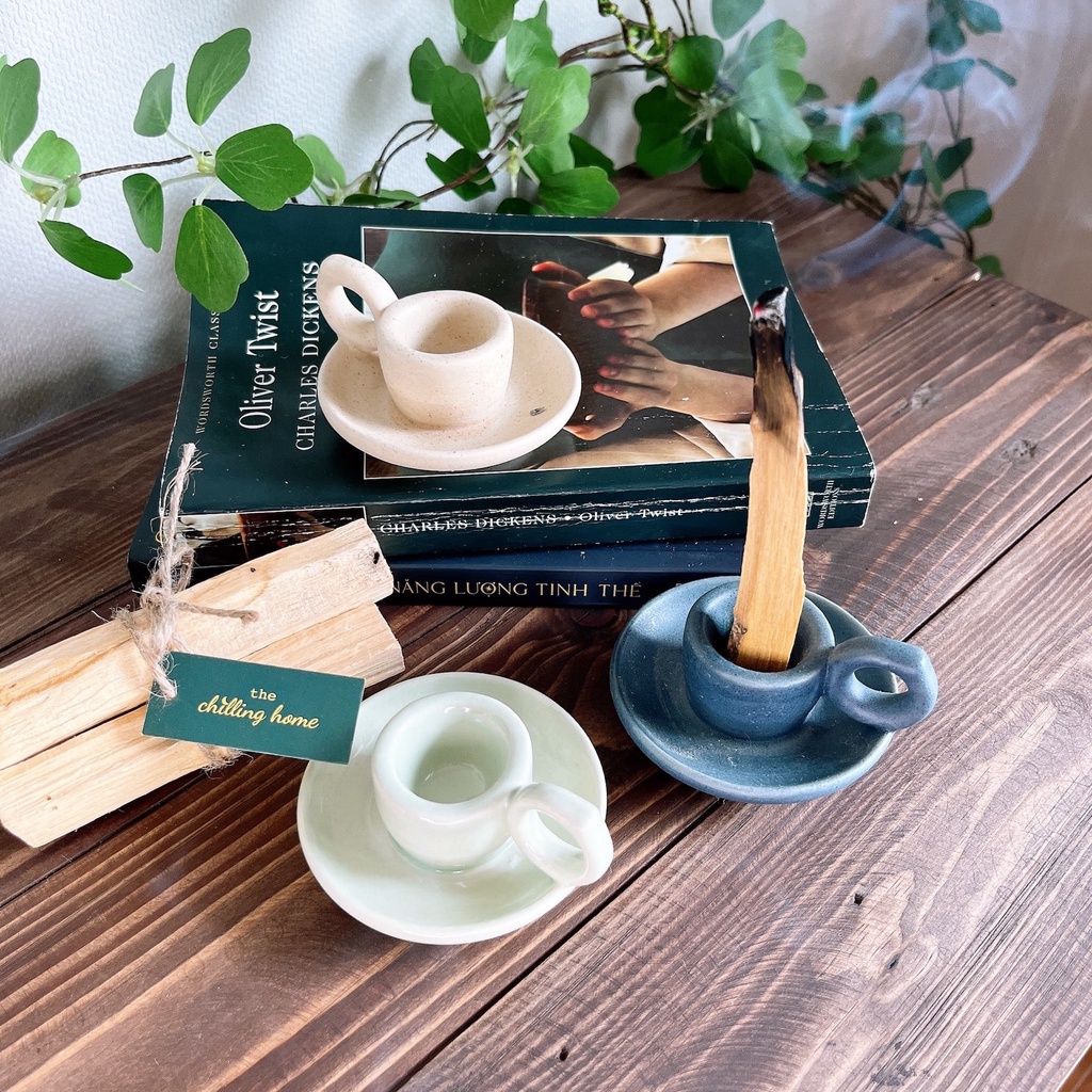Đế Cắm Đốt Gỗ Trắc Xanh (Palo Santo) chuyên dụng bằng gốm - Phụ Kiện Palo Santo