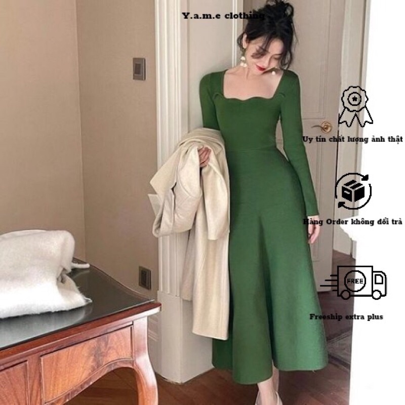 Váy dạ hội dự tiệc phong cách sang trọng lịch lãm chất len dày dặn hàng quảng châu loại 1 yame clothing có bigsize