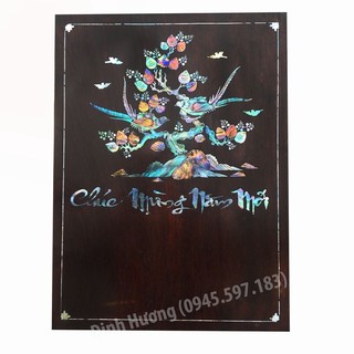Đốc lịch gỗ gụ khảm ốc nguyên khối treo tường - kích thước dài 40 x rộng 30 x dày 2cm