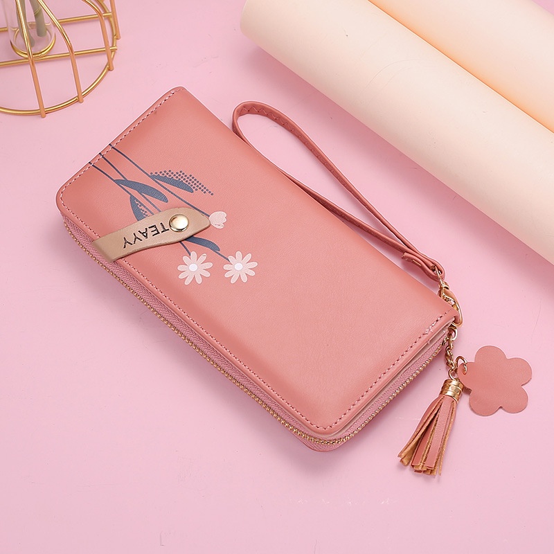 IELGY Ví Dài Sức Chứa Lớn Có Khóa Kéo In Họa Tiết Thời Trang Cho Nữ