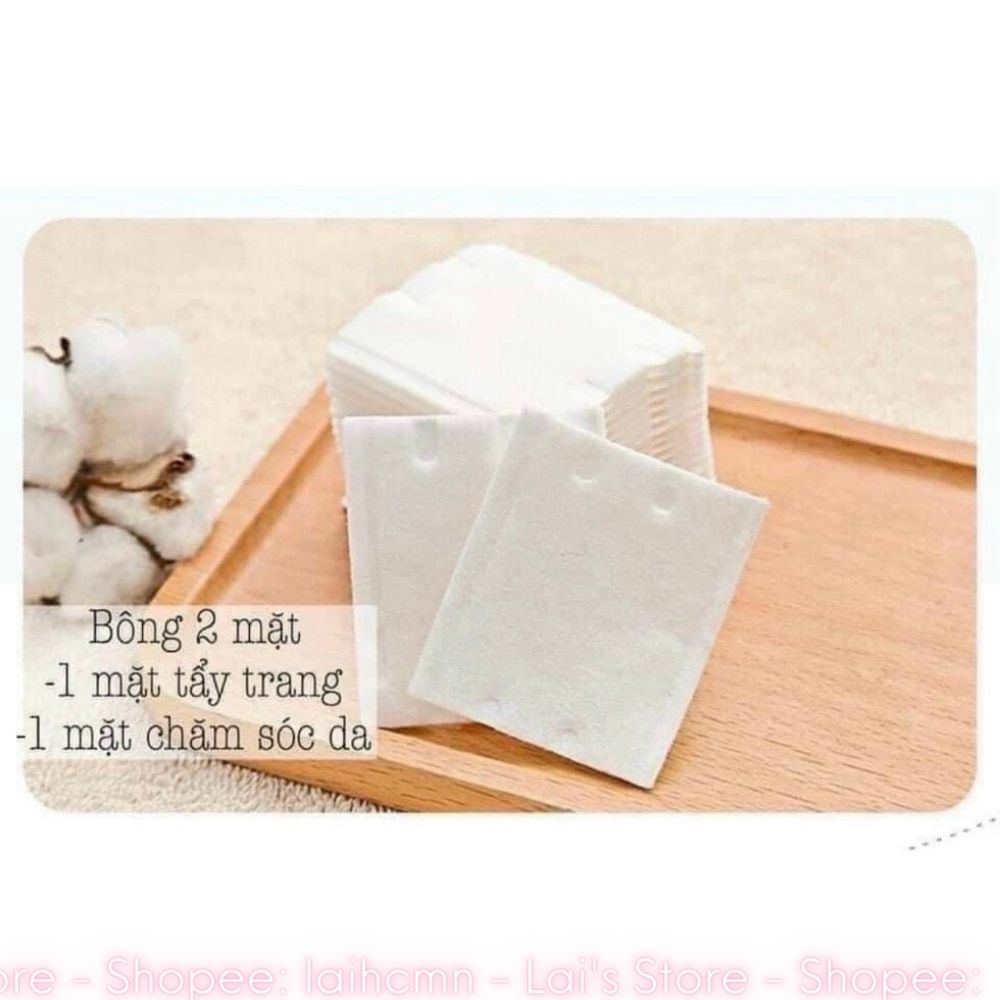 Bông Tẩy Trang Cotton Pads 222 Miếng 3 Lớp 100% Cotton Sợi Bông Tự Nhiên Mềm Mịn Thấm Hút Tốt An Toàn Cho Da - Laihcmn