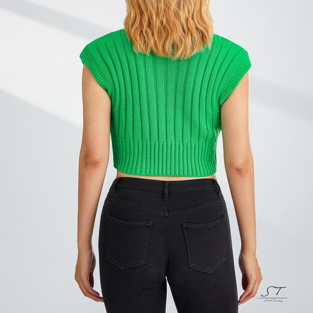 Áo Dệt Kim Sát Nách Cổ Lọ Dáng Ôm Màu Trơn Thời Trang Mùa Hè Cho Nữ CY03