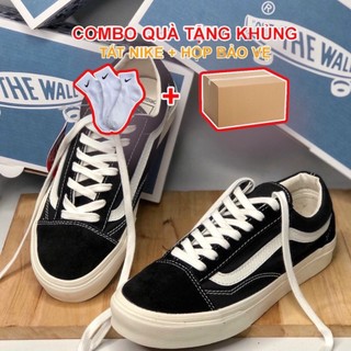 Giày Vans Old Skool, Giày Sneaker Vans đen kẻ trắng thể thao nam nữ full box bill