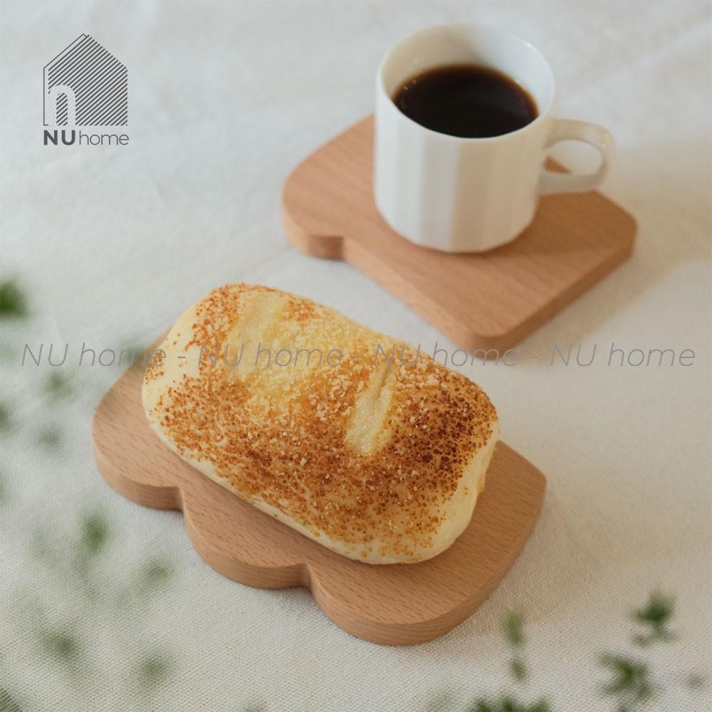 Đế lót ly hình bánh mì, đế lót trang trí hình bánh mì bằng gỗ tự nhiên dễ thương đẹp mắt
