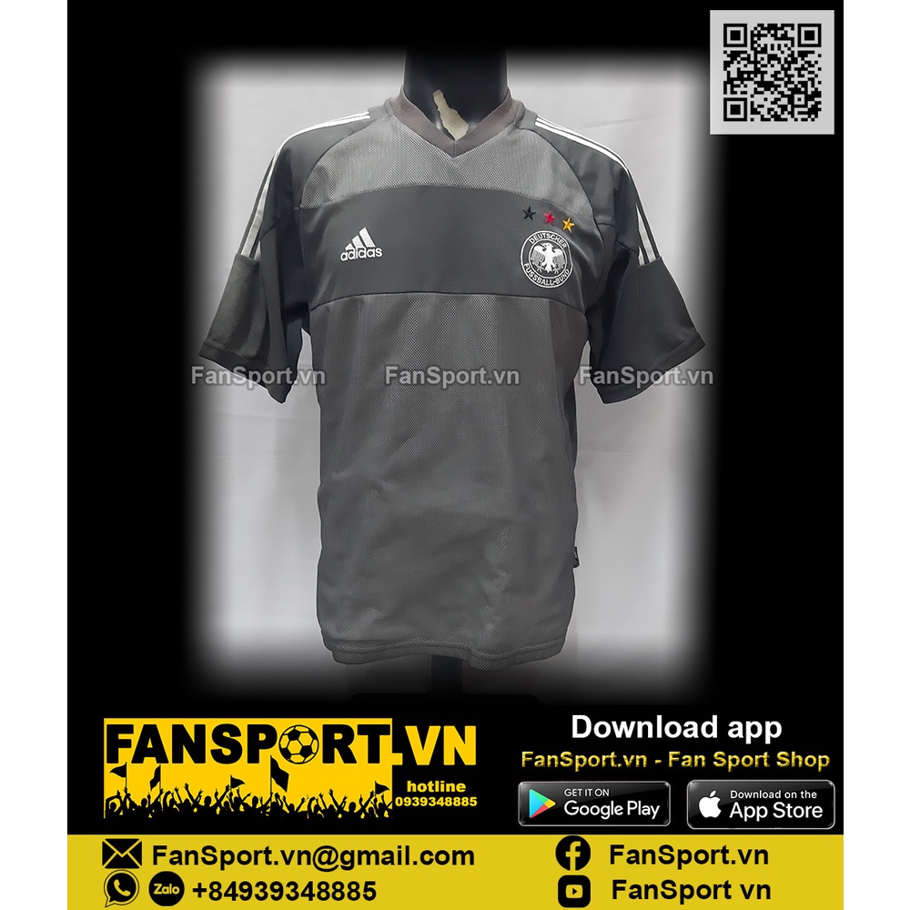 Áo đấu bóng đá Đức Germany 2002 2003 away shirt jersey grey Adidas size M