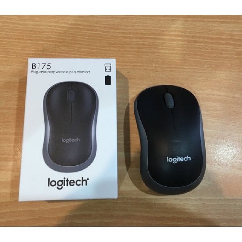 Chuột máy tính không dây Logitech B175 Optical Wireless màu đen viền xám, Hàng chính hãng - Bảo hành 36 tháng