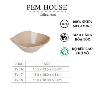 Tô Vuông Nhựa Melamine Màu Nâu