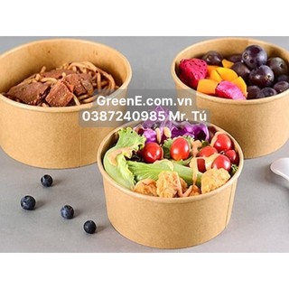  Combo 50 Tô giấy Kraft 750ml or 1000ml  có nắp  