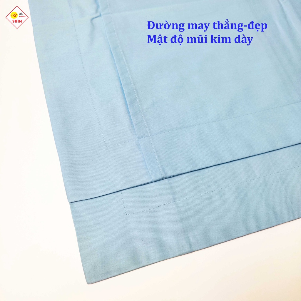 Cặp vỏ gối cotton tự nhiên cao cấp 50x70cm màu xanh da trời