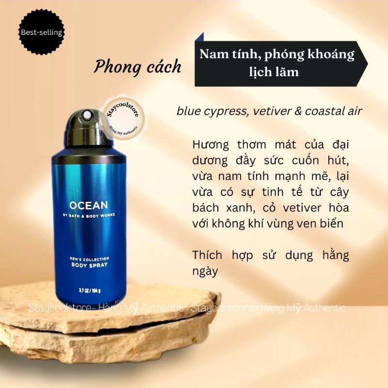 Ocean- Xịt thơm toàn thân cho nam Bath & Body Works 104g [Bill Mỹ Auth]