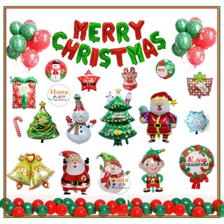 Bong bóng trang trí noel giáng sinh merry christmas cây thông ông già noel người tuyết xe tuần lộc hộp quà