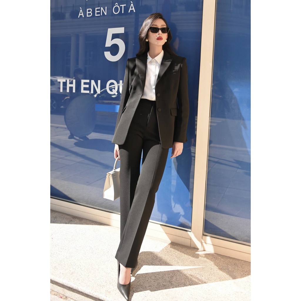 Quần đen âu ống đứng trơn cạp cao HUONG BOUTIQUE - HBQ92
