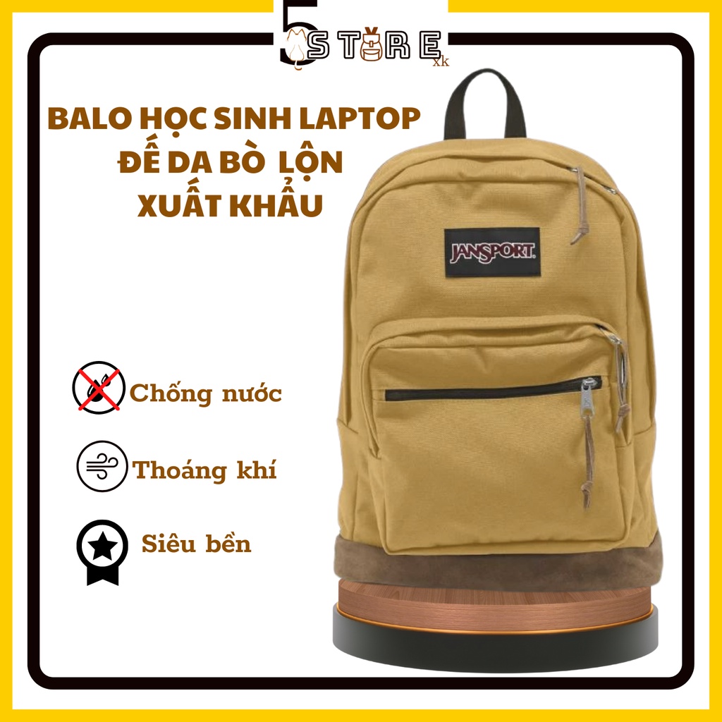 Balo học sinh laptop đế da bò lộn , hàng xuất khẩu