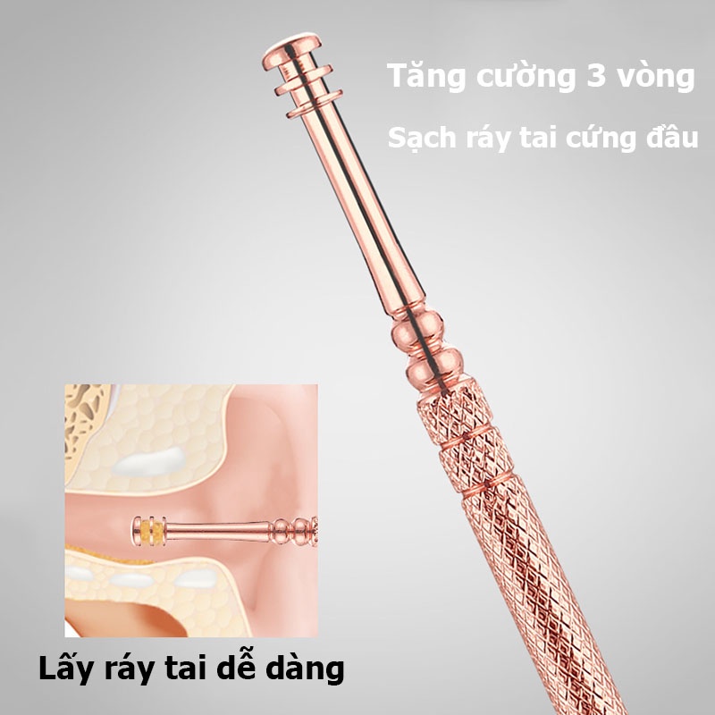 Bộ lấy ráy tai có đèn cho bé và người lớn, dụng cụ vệ sinh tai cao cấp cho gia đình 9 món