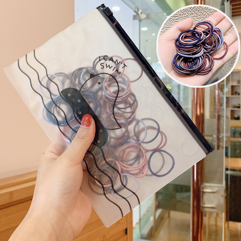 Set 100 Dây Cột Tóc Đơn Giản Xinh Xắn Cho Nữ