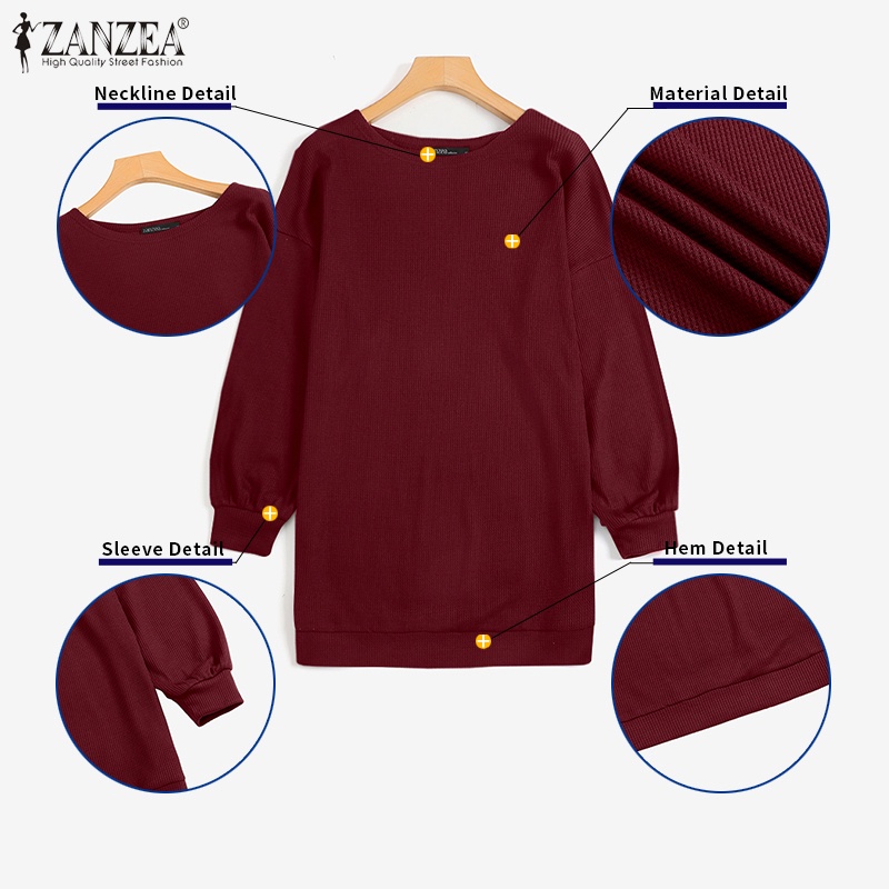 Đầm thun ZANZEA tay dài lệch vai phong cách thời trang cho nữ