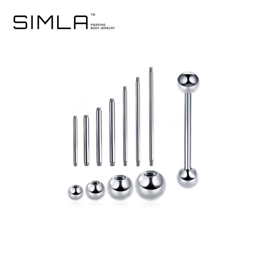 Khuyên thân thẳng bi trơn cơ bản khuyên lưỡi/ khuyên ngực/ Industrial Thép không gỉ 316L - Simla Body Jewelry