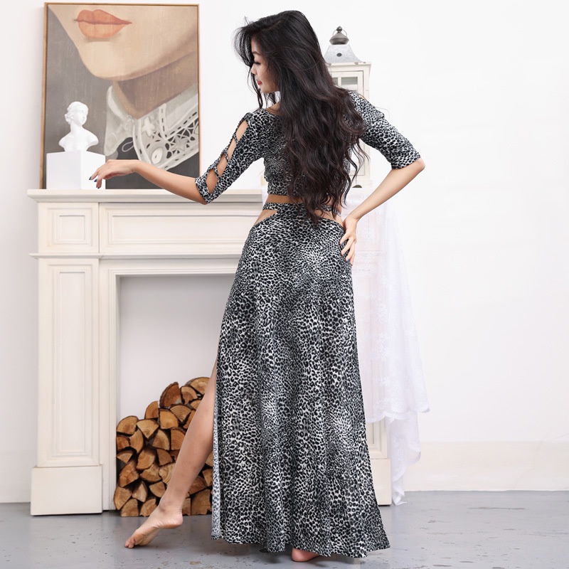 Bộ Trang Phục Biểu Diễn Múa Bụng In Họa Tiết Da Báo Quyến Rũ Cho Nữ