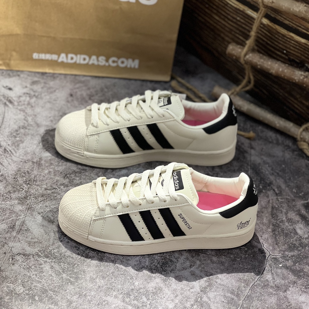 Giày Thể Thao Nữ _Adidas Mũi Sò Trắng Kem OX, Giày Sneaker Thể Thao Nữ Adida.s Suppersta.r OX Trắng Kem Bản Mới