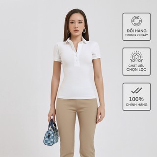 Áo Ngắn Tay Cổ Sen Dáng Thường BUSY Tăm Tre Bamboo Co Giãn Ôm Sát NT9T