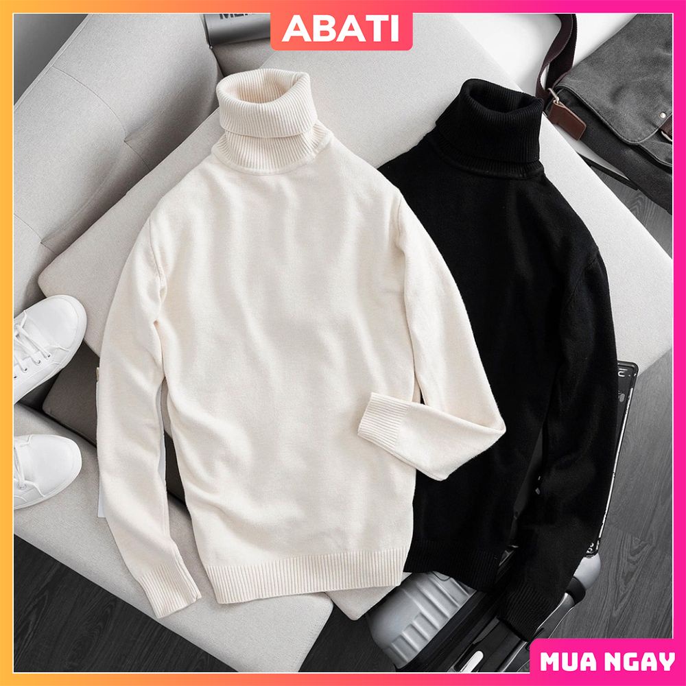Áo len cổ lọ nam nữ hà quốc cổ cao chất len cotton mềm mịn ấm áp giữ nhiệt dày dặn mùa đông dài tay basic trơn ABATI