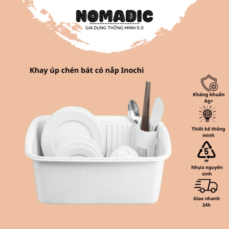 Kệ chén bát cao cấp INOCHI chống bụi, thiết kế thông minh hiện đại tiện lơi, có rãnh thoát nước. GIAO MÀU NGẪU NHIÊN