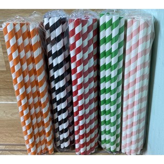 Ống hút giấy phi 8 dài 21cm  nhiều màu (500 ống /1 túi)