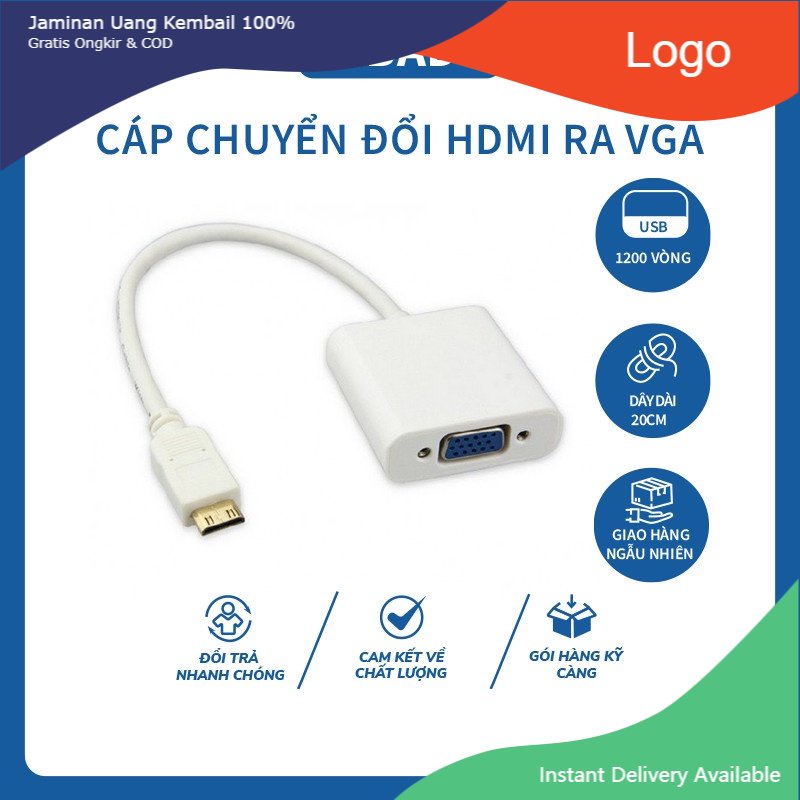 HDMI to VGA, Cáp Chuyển HDMI sang VGA Cho PC,laptop, Máy Chiếu Cao Cấp Độ Dài 20CM