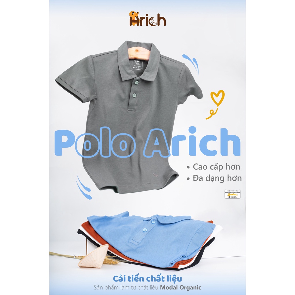 Áo Polo modal Arich cho Bé 11kg đến 35kg