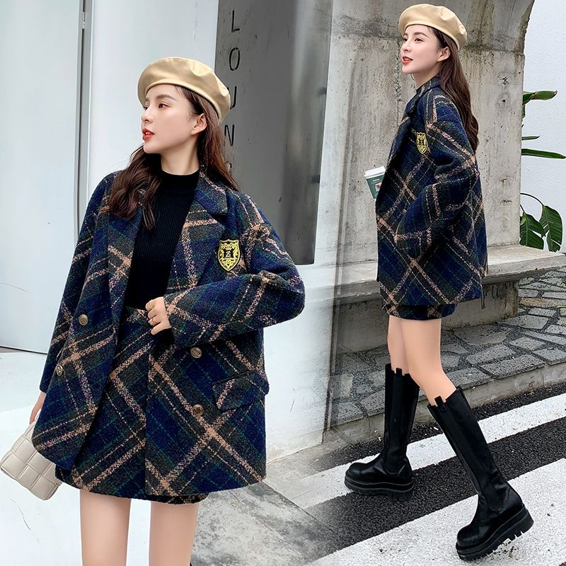 Set Áo Khoác Blazer + Chân Váy Thời Trang Thu Đông Cho Nữ