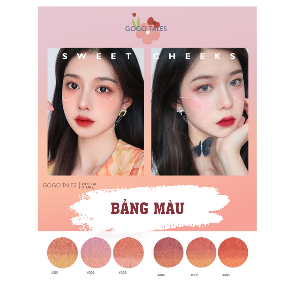 Phấn Má Hồng gogo tales chống thấm nước bắt sáng Sweet Mist GT203 nội địa Trung
