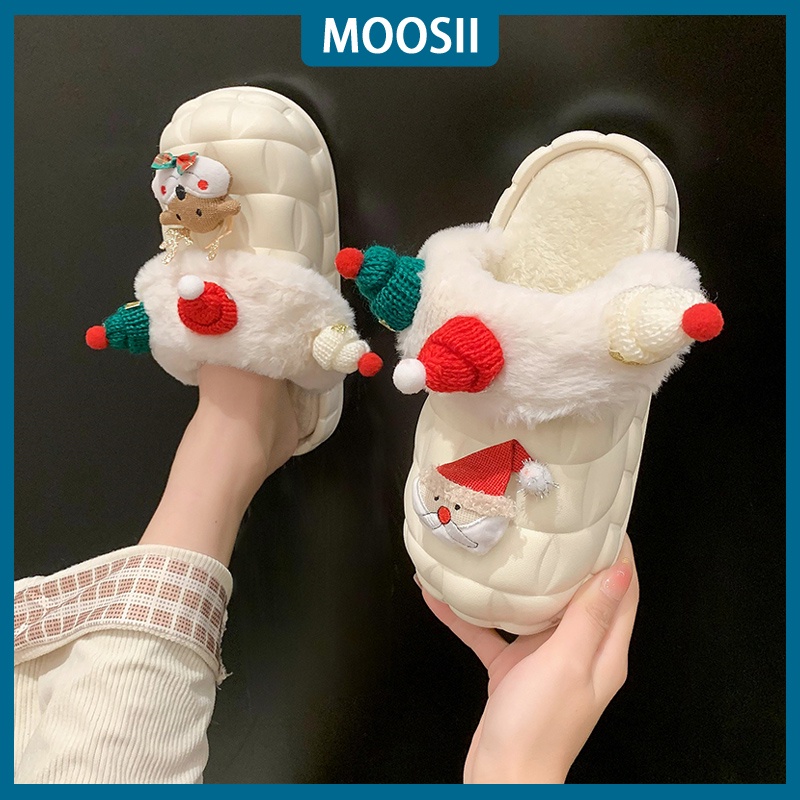 Tikp Dép Bông Đi Trong Nhà Chống Trượt Hình Ông Già Noel / Tuần Lộc