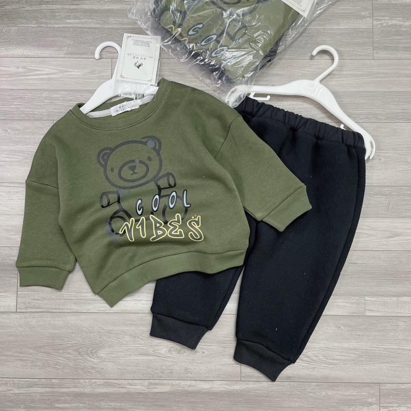 Bộ nỉ bông xuất dư hình gấu siêu xinh