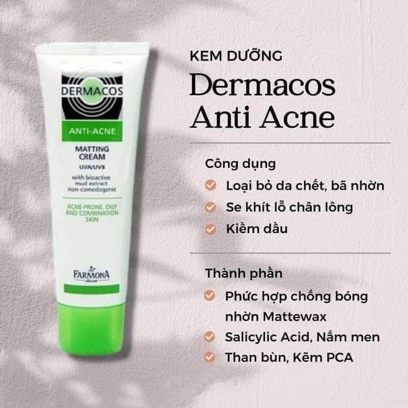 Dermacos Kem Dưỡng Giảm Bóng Nhờn, Ngừa Mụn Farmona Dermacos Anti Acne Matting Cream 50ml