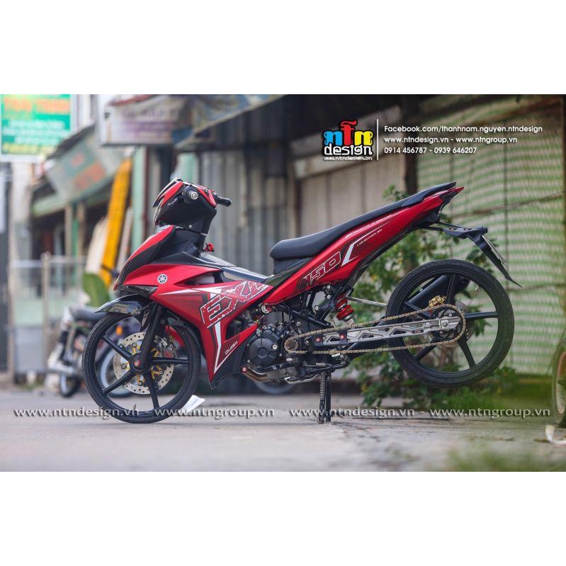 TEM RỜI mẫu chữ EX đen trắng cho Exciter 150 đỏ nhám - siêu hot 2022