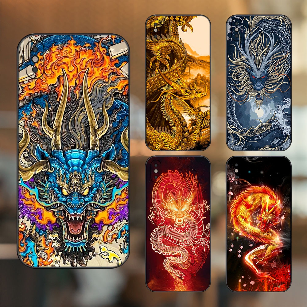 Ốp lưng iPhone Xs Max dẻo đen cạnh vuông in hình Rồng Sang Trọng Tài Lộc May Mắn