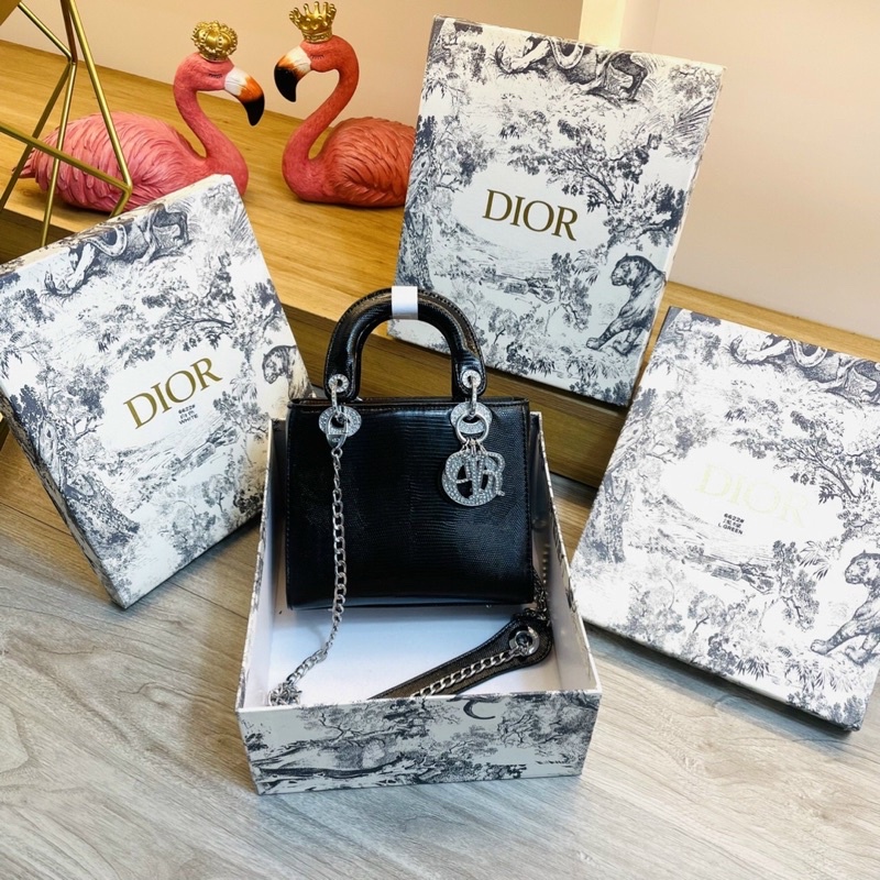 Túi Dl0R Lady TAG BẠC ĐÍNH ĐÁ LẤP LÁNH size 20 full box Supper
