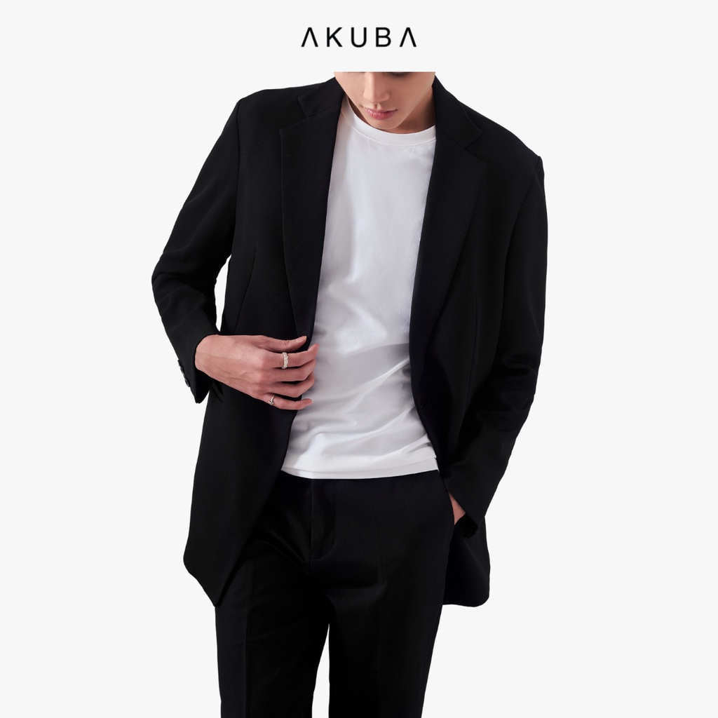 Áo khoác Blazer nam AKUBA form regular, không ôm, vải fresco, đứng form, ít nhăn, có 1 nút, phong cách Hàn Quốc 01K0075