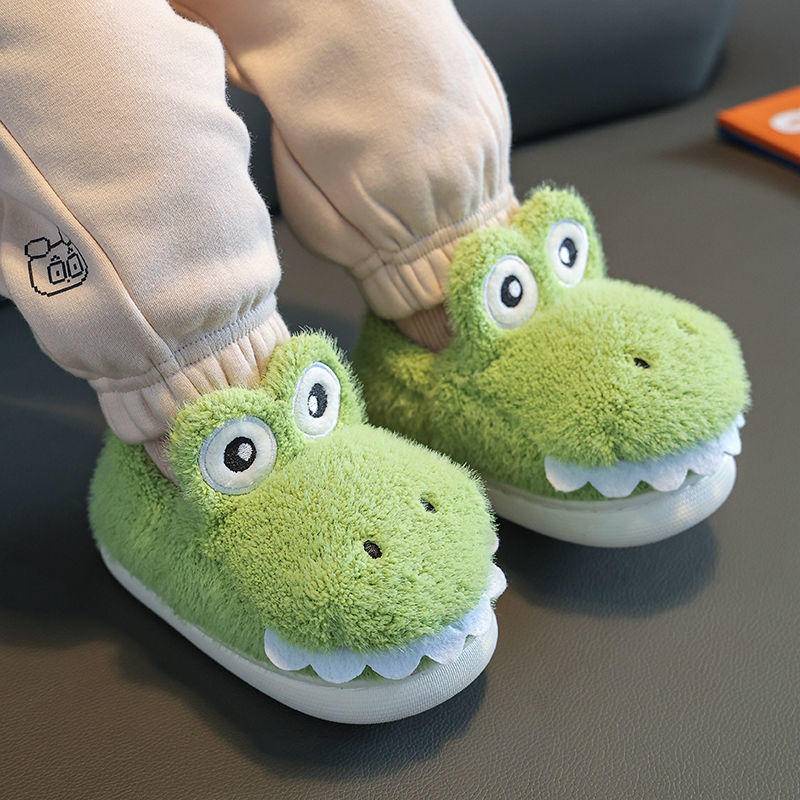 Oeteo Giày Bông Đi Trong Nhà Hình Cá Sấu Hoạt Hình Cho Bé