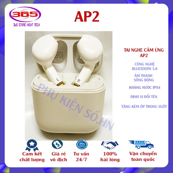 Tai nghe bluetooth AP2 GEN 2 thế hệ 2 nhét tai công nghệ TWS âm thanh trung thực định vi đổi tên bảo hành 6 tháng