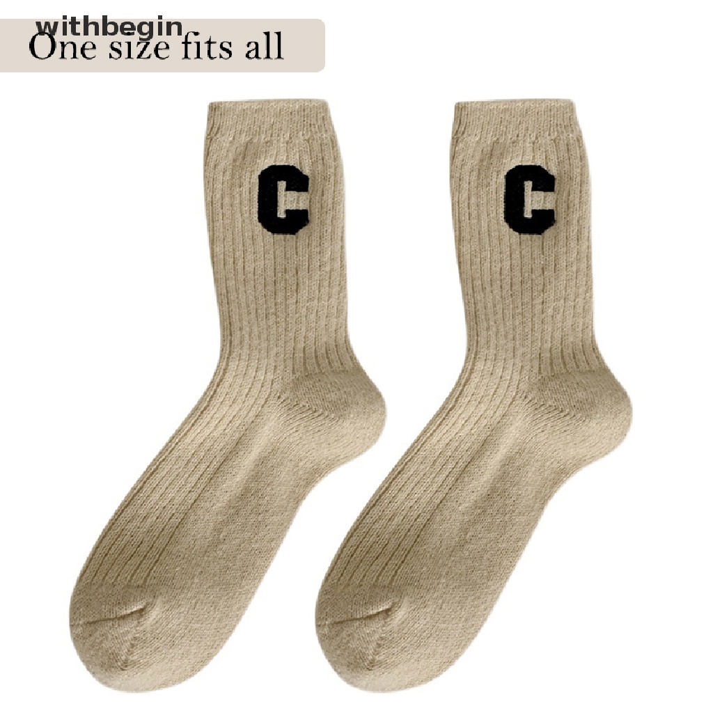 1 Đôi Vớ Giữ Ấm Màu Trơn In Chữ Đơn Giản Phong Cách Hip Hop Thời Trang Thu Đông Cho Nữ