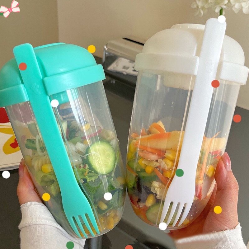 Khay Lắc Salad Kèm Nĩa Và Giá Đỡ Tiện Dụng Có Thể Tháo Rời