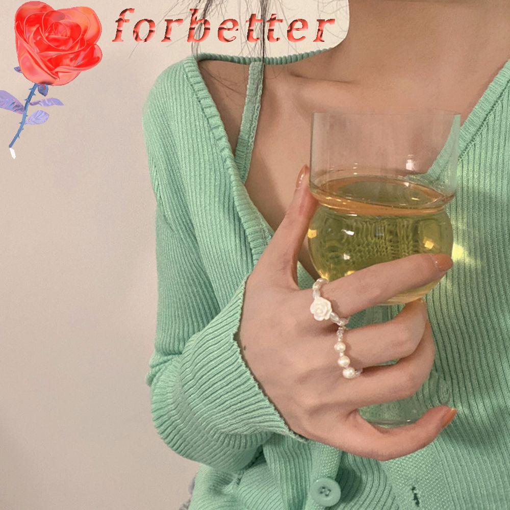 Bộ 2 Nhẫn Đeo Ngón Tay Co Giãn Đính Ngọc Trai Thời Trang Hàn Quốc Cổ Điển