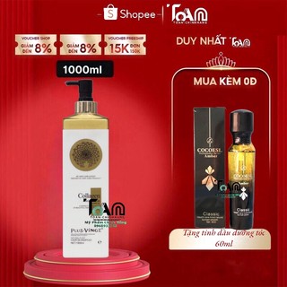 Cặp Dầu Gội Xả Collagen VINGE Đen Phục Hồi Mềm Mượt 1000ml  - Tặng Tinh Dầu
