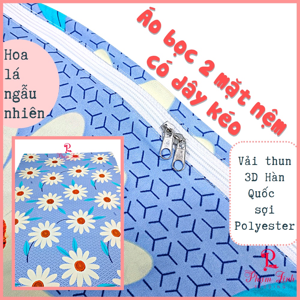 Áo bọc nệm 2 mặt có dây kéo full size vải thun lạnh Hàn Quốc in 3D sợi Polyester mẫu bông vỏ bọc