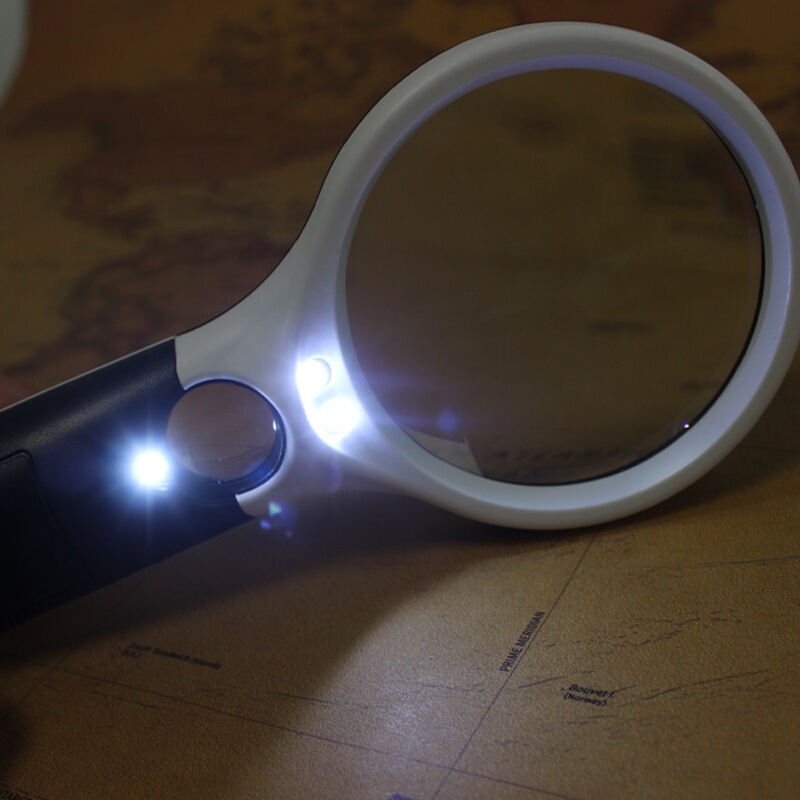 Kính lúp 3X-45X cầm tay có đèn led zoom siêu nét