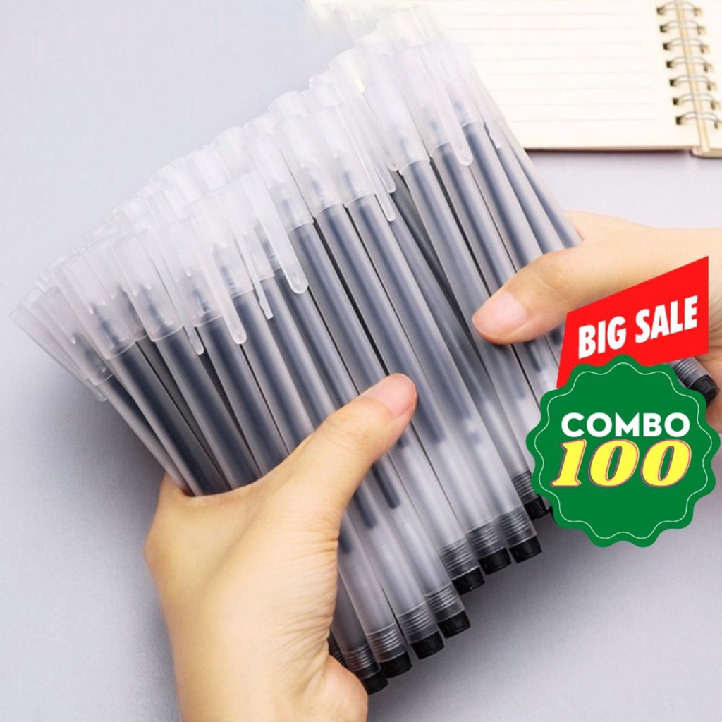 Bút gel đen resun bút bi nước đen xanh đỏ mực khô nhanh ngòi 0,5mm combo 20-100 chiếc